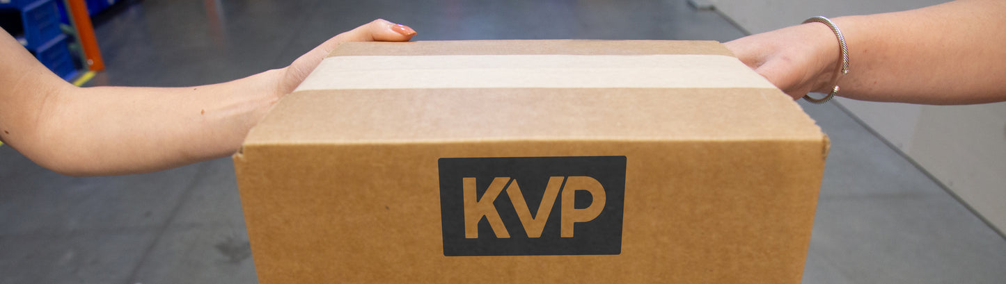 shipping box with kvp logo